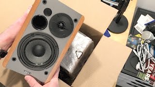 Edifier R1280T Powered Bookshelf Speakers Unboxing [upl. by Atsahc]