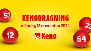 Keno måndag 18 november 2024  Kenodragningen [upl. by Aivirt]