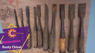 Restoration a set of 10 very rusty Japanese chisels [upl. by Aloivaf558]