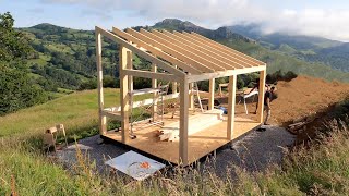 How to Build a Timber Frame Studio  Part 7  Timber Structure Construction on the Mountainside [upl. by Thedric]