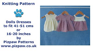 Dolls Clothes Knitting Pattern Three Dresses to knit for 1620 inch or 4151 cms doll [upl. by Llejk]