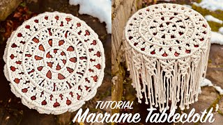 DIY Macrame Round Tablecloth Tutorial  Home Boho Decor [upl. by Llert]