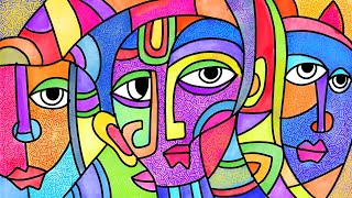 Cubism Picasso inspired Abstract portrait  Cubist lesson  How to draw Cubism faces [upl. by Leese]