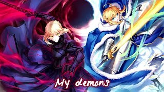 Nightcore  My Demons Switching Vocals  Lyrics「Starset」 [upl. by Gathard]