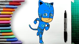 How to Color Catboy from Pj Masks Step by Step Easy Coloring pages for Kids and Beginners [upl. by Notsyrb]