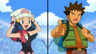 Pokemon Characters Battle Dawn Vs Brock Sinnoh Reunion [upl. by Hawley]