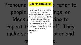 what is pronoun  what is pronoun in English grammar  Definition Of Pronoun in English [upl. by Akemrehs]