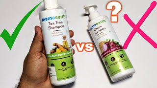 Mamaearth Onion Shampoo Vs Anti Dandruff Shampoo  Onion Anti Hairfall Vs Tea Tree Anti Dandruff [upl. by Herrle]