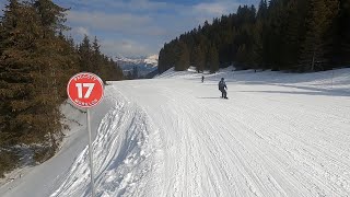 Morillon  GoPro POV skiing and struggling down steep Red run called Paccoty in March 2022 [upl. by Nuahs555]