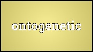 Ontogenetic Meaning [upl. by Nnainot]