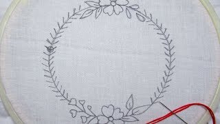 Hand embroidery Round floral embroidery table cloth bed sheet cushion cover design [upl. by Yramliw]