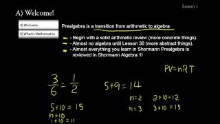 Shormann Math Pre Algebra Lesson 1 [upl. by Aidahs]