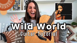 Wild World by Cat Stevens Guitar Lesson Tutorial Chords  Riffs and Play Along [upl. by Adda]