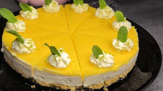 Torta al limone più gustosa del mondo ricetta facile e veloce Niente forno Semplice e delizioso🤩 [upl. by Bord]