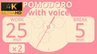 4K UHD  255 Pomodoro with Voice  1hour  2sessions  Deep focus  Study timer [upl. by Roth]