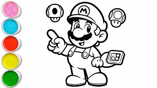 Drawing amp Coloring A Cute Super Mario 🍄👲🏻🏰 Drawing for kids  Easy to Draw  Lets Draw Together [upl. by Eitra]