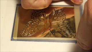 How To use Gold Embossing Paste with Gold Leaf on Stencils for card making [upl. by Allin357]