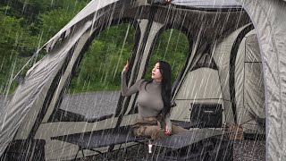 ☔️CAMPING IN HEAVY RAIN WITH A NEW CAR TENTㅣRAIN ASMR [upl. by Annavahs]