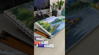 Riverscape watercolor landscape rialartist painting watercolor [upl. by Richey]