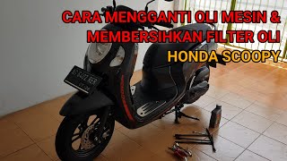 Cara ganti oli mesin scoopy sekaligus membersihkan filter oli [upl. by Cira]