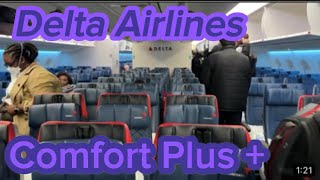 Delta Airlines Delta Comfort Plus  Paris France to Detroit CDG  DTW [upl. by Naillig]