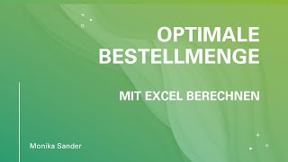 Optimale Bestellmenge [upl. by Fridell540]