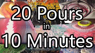 20 Acrylic Pours in 10 minutes [upl. by Lehcir]