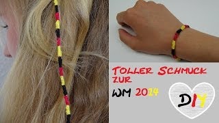 DIY Armband Freundschaftsbändchen aus Baumwolle knüpfen Vol 2  Fanartikel Schmuck zur WM 2014 [upl. by Nueovas]