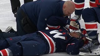 TJ Oshie Leaves Game After Receiving Hit From Mattias Ekholm [upl. by Isleana]