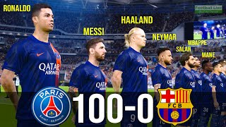 What if Ronaldo Messi Haaland Neymar Salah Mbappe Mane Lautaro Benzema play together PSG vs FCB PES [upl. by Owades]