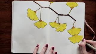 October Bullet Journal Setup 🍂 Gingko Leaves Theme ASMR [upl. by Melodie366]