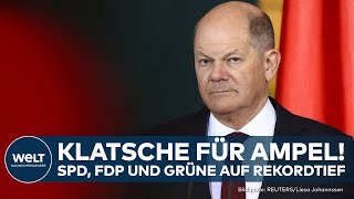 DEUTSCHLAND Rekordtief Ampel stürzt in Umfrage ab Eine Partei ist so stark wie SPD FDP und Grüne [upl. by Janifer615]