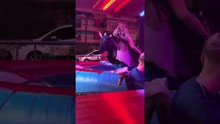 Girl enjoy the ride on bull😂🥰🥰bullridinghighlights bullrider subscribetomychannel crazy fun [upl. by Akihsan]