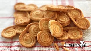 Biscuits palmiers super facile  Super easy palm cookies  法式手工千层蝴蝶酥 [upl. by Asiak673]