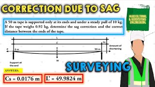 A 50 m tape is supported only at its ends and under a steady pull of 10 kg If the tape weighs 092 [upl. by Ahrens652]