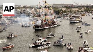 Thousands invade Tampa for the annual Gasparilla Pirate Festival [upl. by Eidnahs]