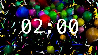 2 Minute Classroom Timer with Relaxing Music  Confetti and Balloons [upl. by Aikem]