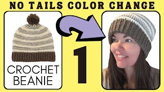 EASY Crochet STRIPED amp RIBBED Beanie [upl. by Marjie]