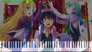 Isekai wa Smartphone to Tomo ni Opening  Piano Tutorial ♪ Synthesia  Midi ♪ [upl. by Hunsinger]