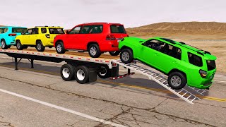 Flatbed Truck Mcqueen  Transportation with Truck  Pothole vs Car 132  BeamNGDrive [upl. by Mair679]