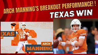 Arch Mannings Breakout Performance Future of the Manning Dynasty Shines in Texas Win [upl. by Acirea]