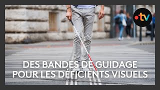 HérouvilleSaintClair équipe ses trottoirs de bandes de guidage dédiées aux déficients visuels [upl. by Ahtnamas481]