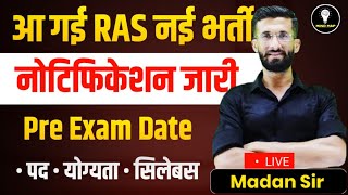 RAS 2024 New Vacancy Notification  RAS Pre Exam 2024 Paper  Rajasthan Vacancy 2024  Madan Sir [upl. by Hackathorn]