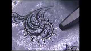 Gun Engraving How to hand engrave English Small scrollwork [upl. by Edac236]