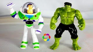 العملاق هالك يقابل باظ يطير لعبة شخصيات كارتون للاطفال hulk meets Buzz Lightyear toy story [upl. by Airat167]