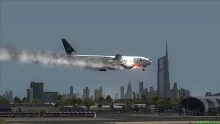 PIA 777 Engine Fire Gear Fail Crash at Dubai  FSX [upl. by Kingston667]