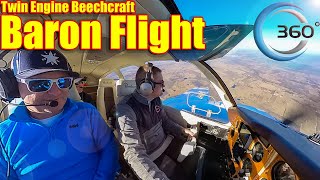 360 Twin Engine Beechcraft Baron Flight  VR [upl. by Atilahs]