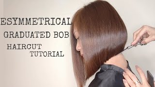 How To Cut Asymmetrical Graduated Bob  Medium Length  Full Haircut [upl. by Bryner]