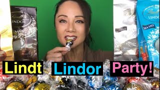 ASMR EATING LINDT LINDOR 🍫 CHOCOLATE TRUFFLES REVIEW SEA SALT DARK WHITE CHOCOLATE SWIRL 먹방 초콜릿 [upl. by Adelind133]