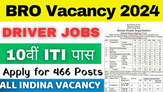 BRO Dirver Vacancy 2024 Application are invited for males only  BRO Various Vacancy 2024 [upl. by Otecina]